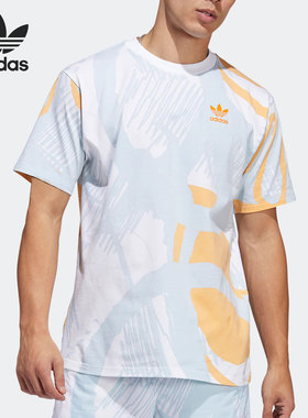 Adidas/阿迪达斯正品 Allover Print 三叶草男子T恤 HC2131
