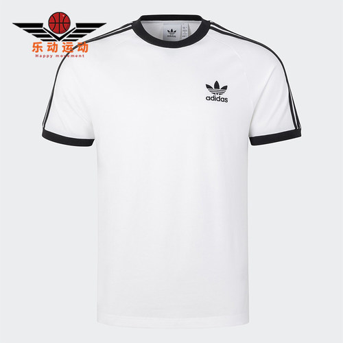 Adidas/阿迪达斯正品三叶草男士透气条纹运动修身短袖T恤KB2460