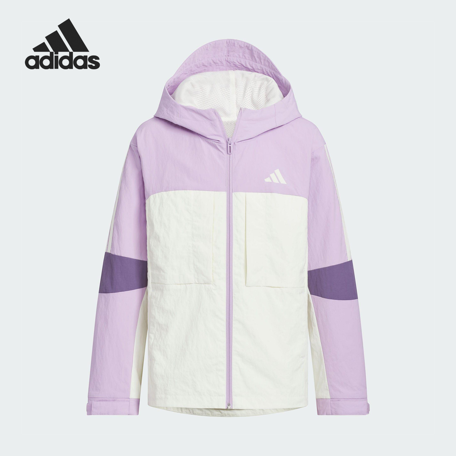Adidas/阿迪达斯正品WOVEN JACKET儿童宽松连帽梭织外套KS0648