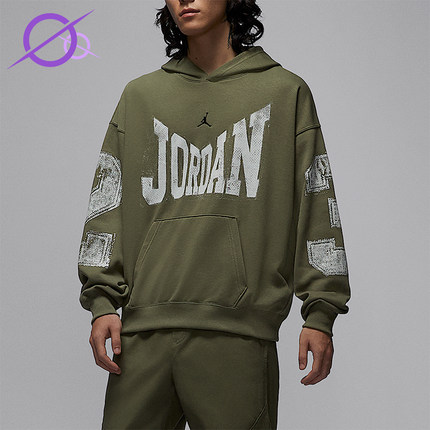 Nike/耐克正品JORDAN男士运动学院风连帽印花套头卫衣HV0094-222
