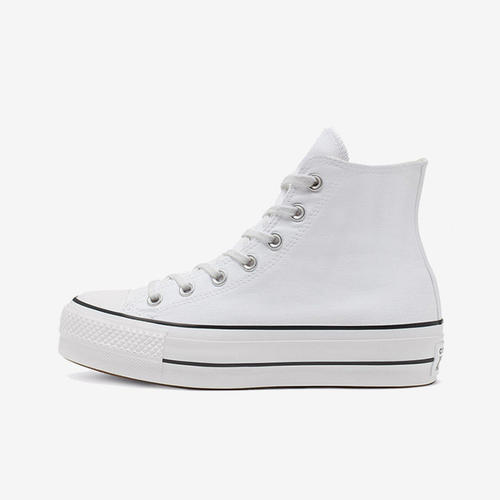 Converse匡威 女款经典高帮松糕底厚底帆布鞋小白鞋纯白 560846C