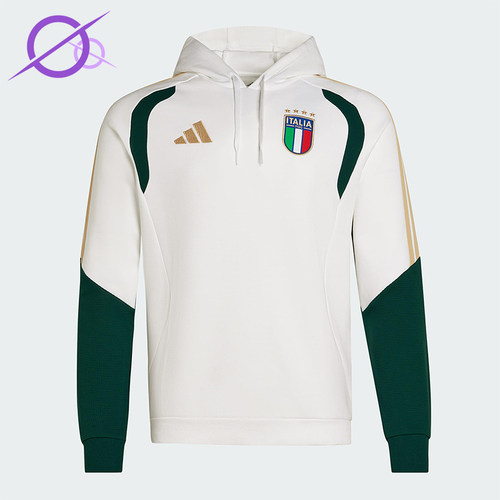 Adidas/阿迪达斯正品TIRO新款男米白绿色经典足球连帽卫衣JZ9364