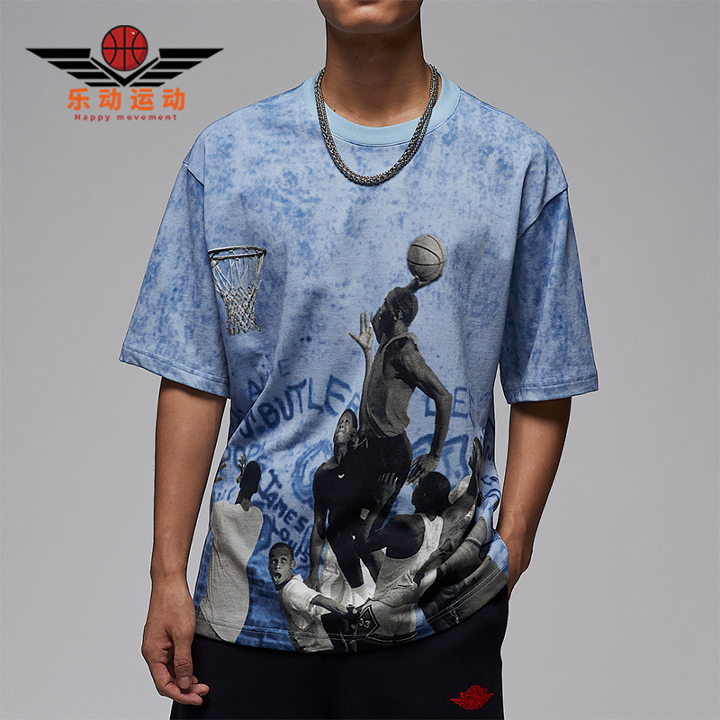 Nike/耐克正品JORDAN男士运动图案时尚针织透气短袖HJ2363-427