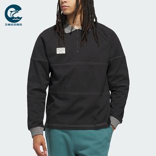 运动日常翻领POLO衫 Adidas 长袖 三叶草男士 JW5202 阿迪达斯正品