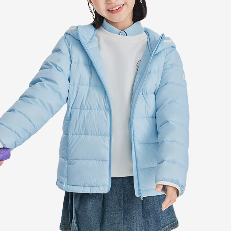 斯凯奇儿童保暖连帽轻薄羽绒服