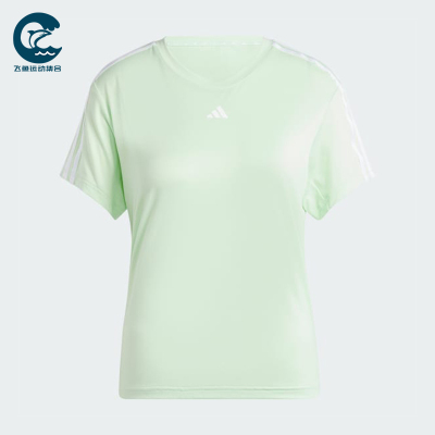 Adidas/阿迪达斯正品新款女绿色圆领套头经典落肩袖短袖T恤IS4213