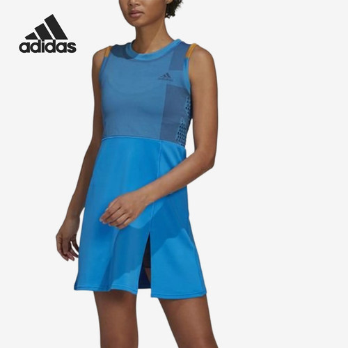 Adidas/阿迪达斯正品Primeknit拼接圆领袖女经典休闲连衣裙HA7623