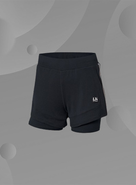 李宁正品短卫裤女子秋季透气棉涤品牌LOGO梭织运动裤子AKSP142