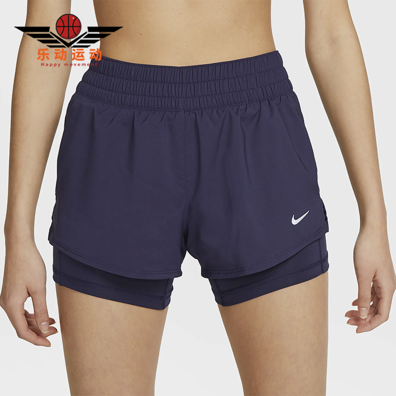 Nike/耐克正品2025女士梭织松紧腰透气二合一运动短裤DX6013-555