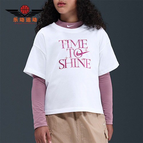 Nike/耐克正品夏季大童字母印花亲肤透气经典运动短袖HV5722-100