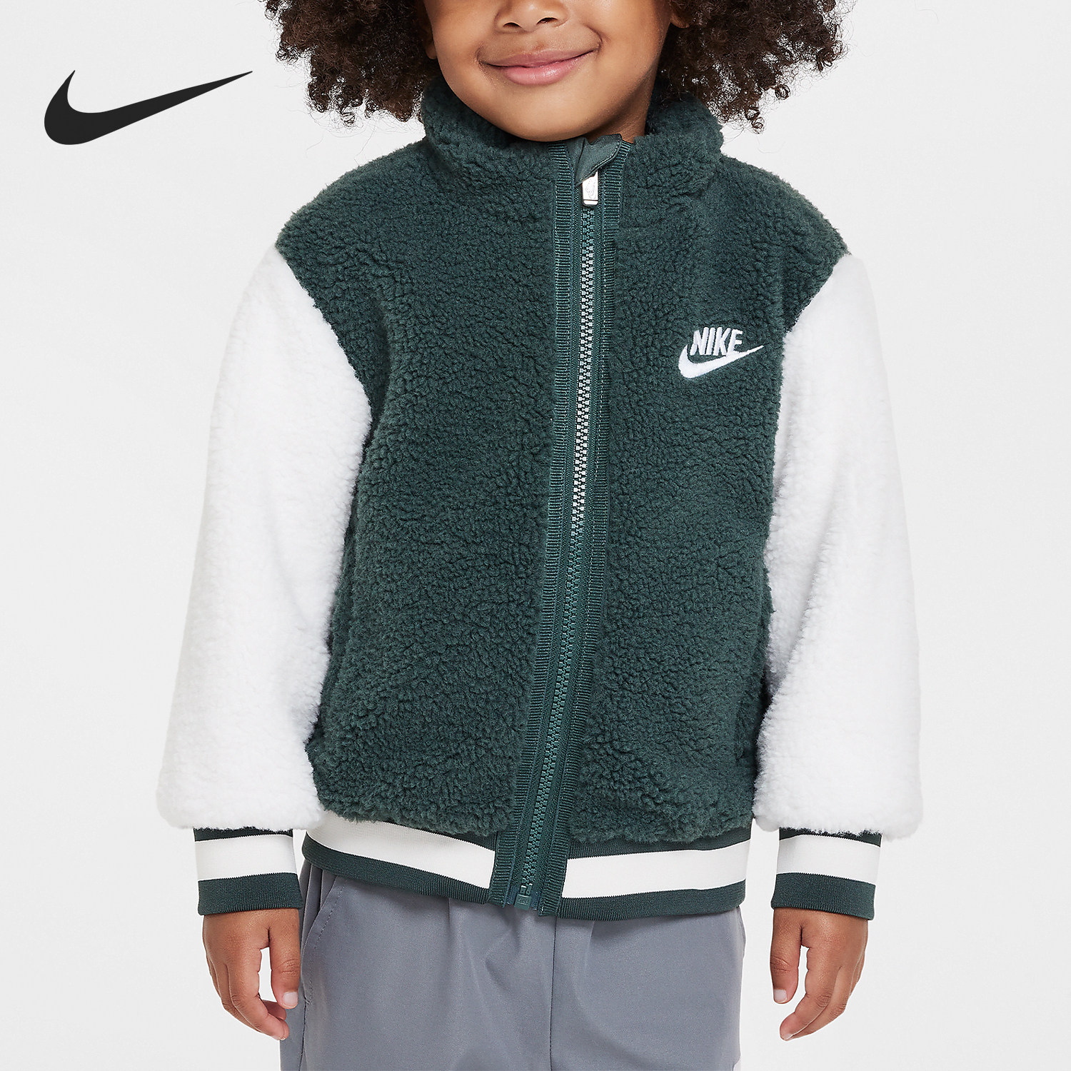 耐克婴童拼接保暖宽松立领外套