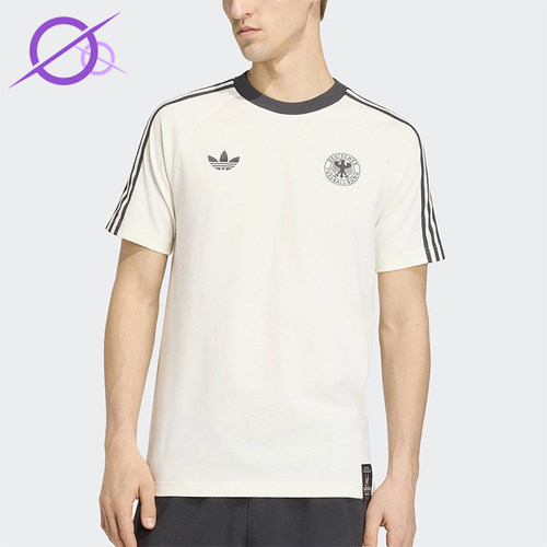 Adidas/阿迪达斯正品三叶草男士条纹针织透气足球运动T恤KG5098