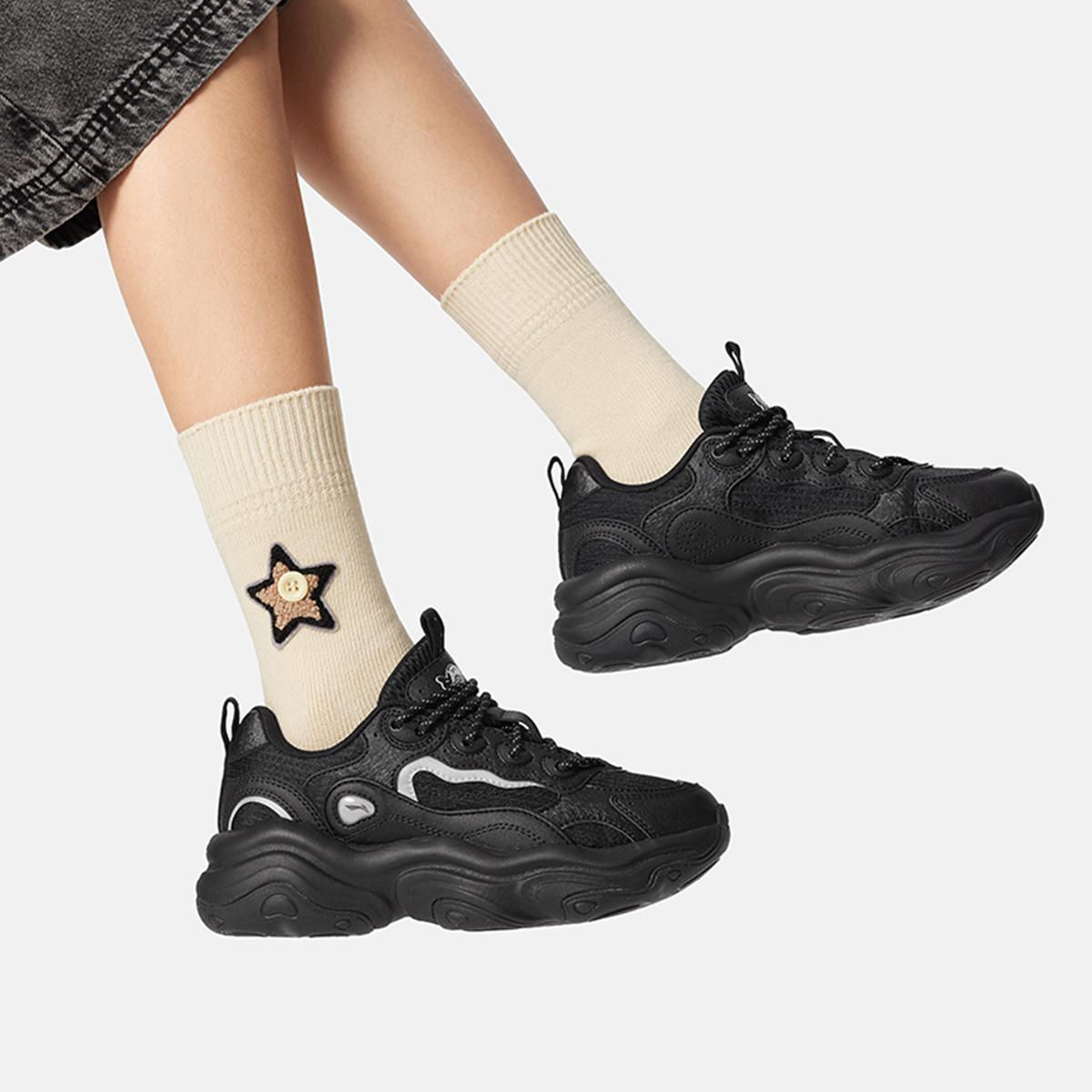 李宁正品2025秋季风行女子厚底增高反光耐磨经典休闲鞋AGCV276