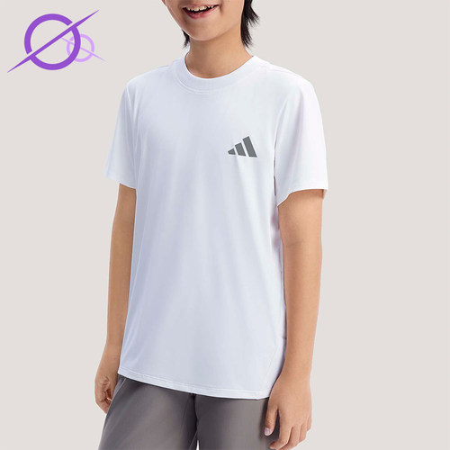 Adidas/阿迪达斯正品2026春季儿童圆领简约亲肤运动休闲T恤KG5982