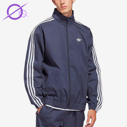 Adidas/阿迪达斯正品三叶草男蓝色夹克经典条纹夹克外套KS8221