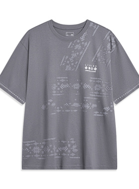 Lining/李宁正品中国文化系列男女同款时尚宽松短袖T恤AHST443