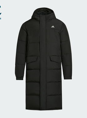 Adidas/阿迪达斯正品冬季男女连帽保暖长款运动休闲羽绒服KF6748