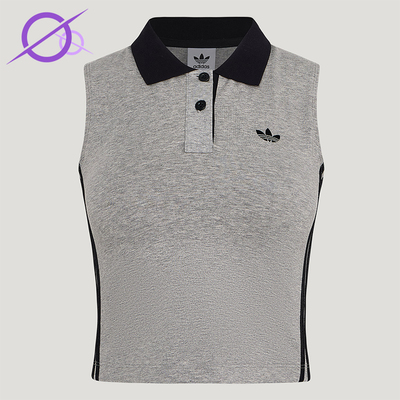 Adidas/阿迪达斯正品三叶草女士透气翻领针织POLO领背心T恤KY5694