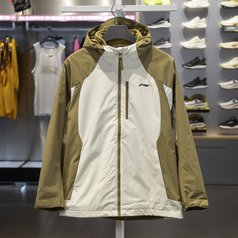 李宁正品健身系列男子反光加绒防泼水三合一运动冲锋衣AWBU009-7