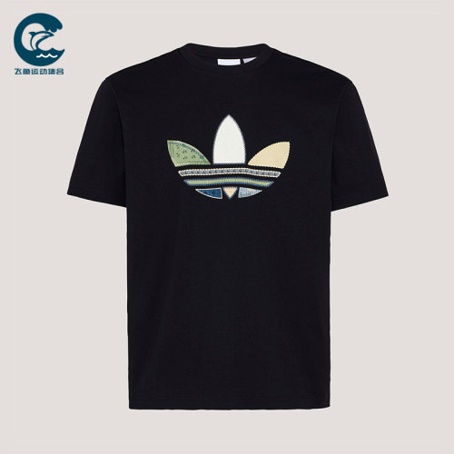 Adidas/阿迪达斯正品三叶草男士松弛感宽松经典日常印花T恤KW5671