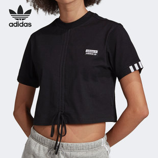 女子休闲短袖 Adidas 新款 三叶草年夏季 T恤ED5819 阿迪达斯正品