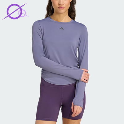 Adidas/阿迪达斯正品2025秋季款女士运动圆领修身长袖T恤KC2449