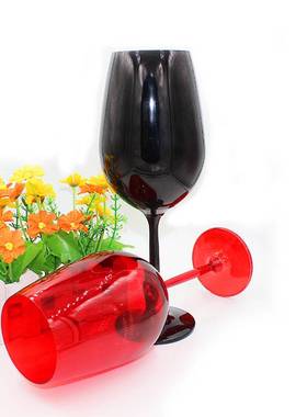 创意欧式水晶杯子玻璃红酒杯家用黑色红色摆设装饰酒柜彩色高脚杯