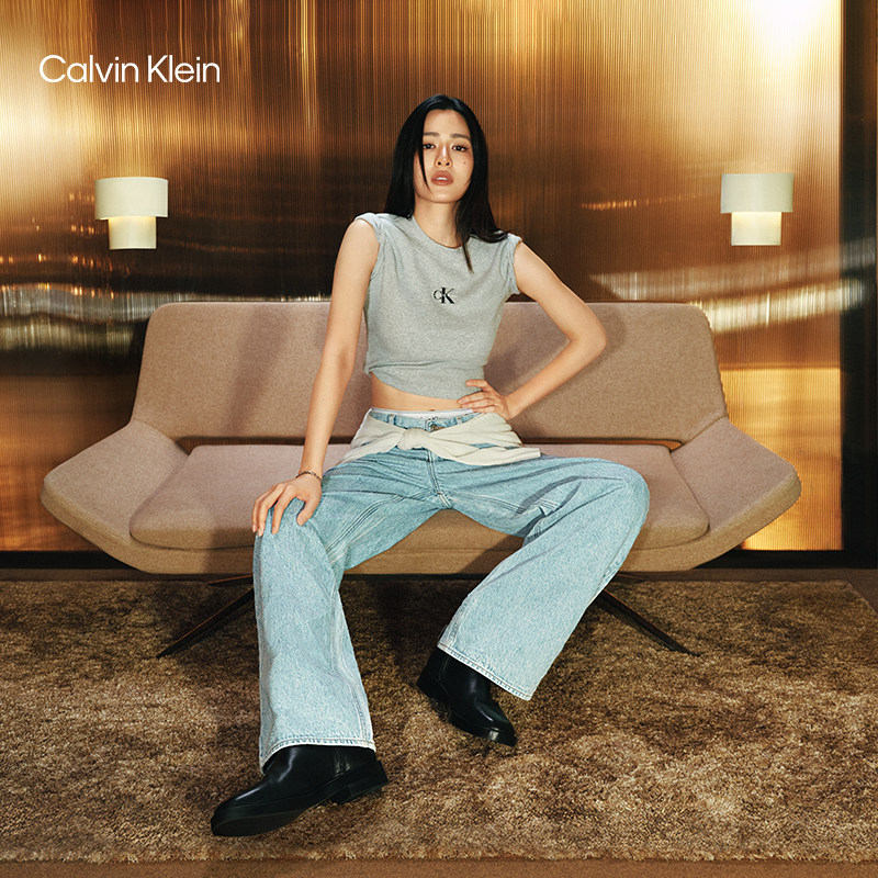 【520礼盒免费改裤邝玲玲同款】CKJeans26老花低腰宽松阔