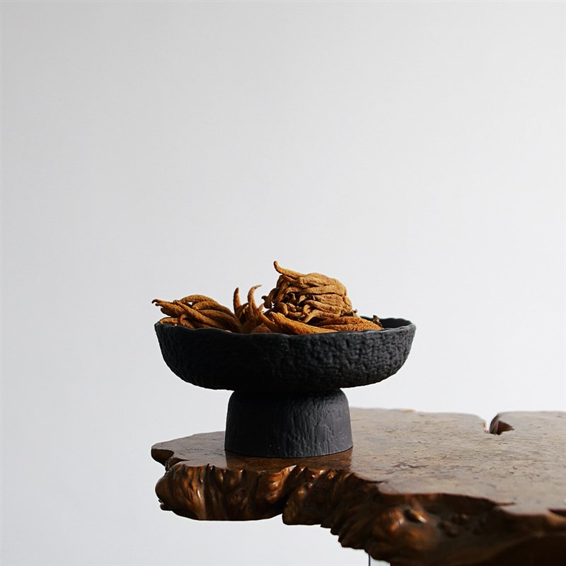 放新鲜佛手柑托盘高脚o高颜值专用陶瓷器皿桌面装饰摆件果盘茶桌