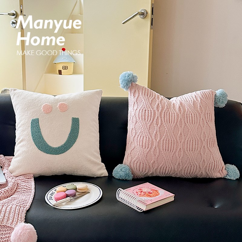 蔓越家 ins少女心粉色抱枕靠垫客E厅沙发腰枕靠背靠枕抱枕套不含