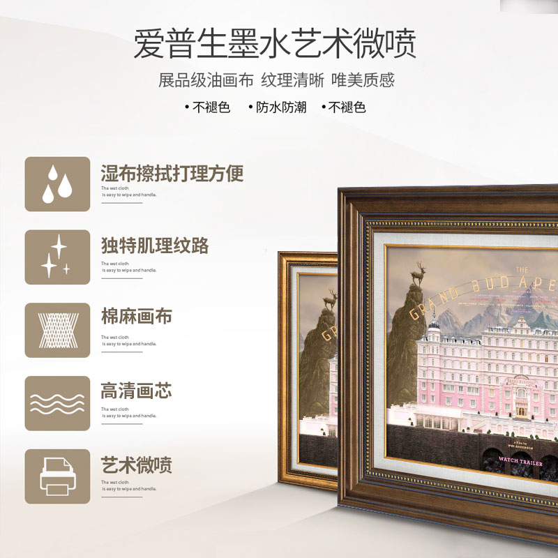 布达佩斯大饭店美式餐厅装饰画欧式D复古建筑饭厅挂画客厅玄关壁图片