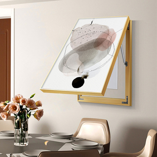 电表箱装饰画可推拉装饰盒竖版空开弱电箱遮挡Q画小清新色块抽象