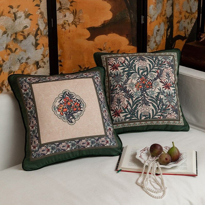 美式高档抱枕沙发靠垫复古轻奢床头G靠枕花卉田园绿色腰枕高级感,居家布艺,靠垫/抱枕,淘宝优惠券,粉丝福利购,淘宝优惠卷
