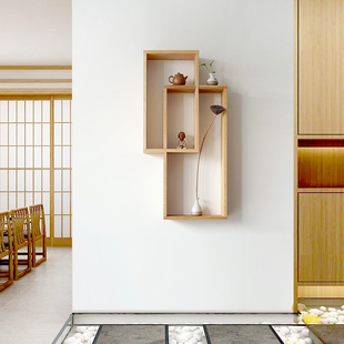 客厅背景墙饰墙面置物架r茶室装饰壁挂陈设架茶馆茶柜架装饰架实