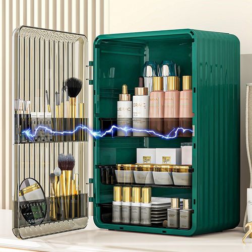 桌面收纳箱轻奢化妆品收纳盒大容v量香水置物架梳妆台护肤品柜口