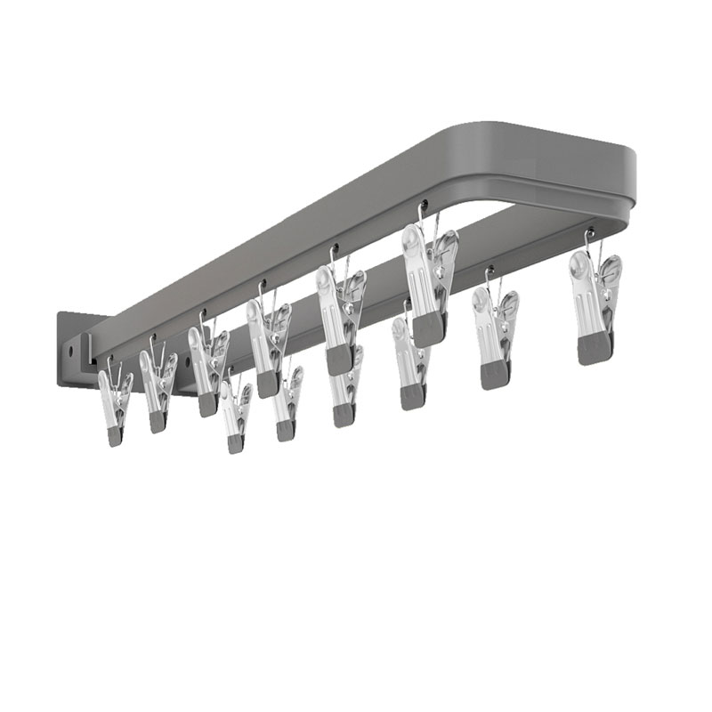 摺叠晾衣架阳台家用挂衣夹子免y打孔壁挂置物架内衣晒袜子晾晒强