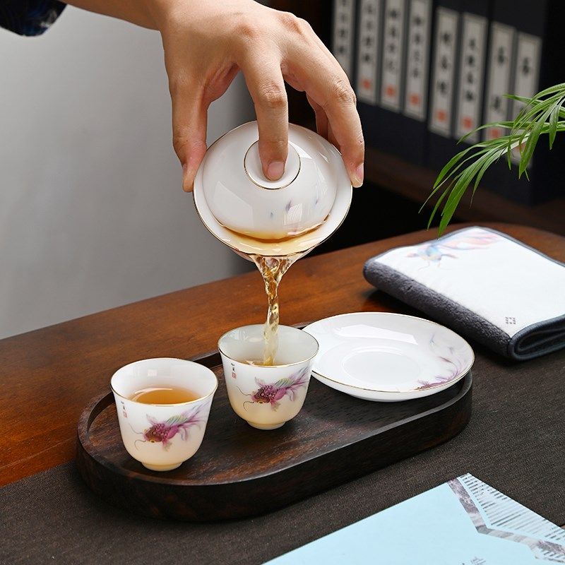 冰种玉瓷旅行茶具套装高档轻w奢户外便携单人快客杯泡茶壶茶盘家,餐饮具,旅行茶具,淘宝优惠券,粉丝福利购,淘宝优惠卷