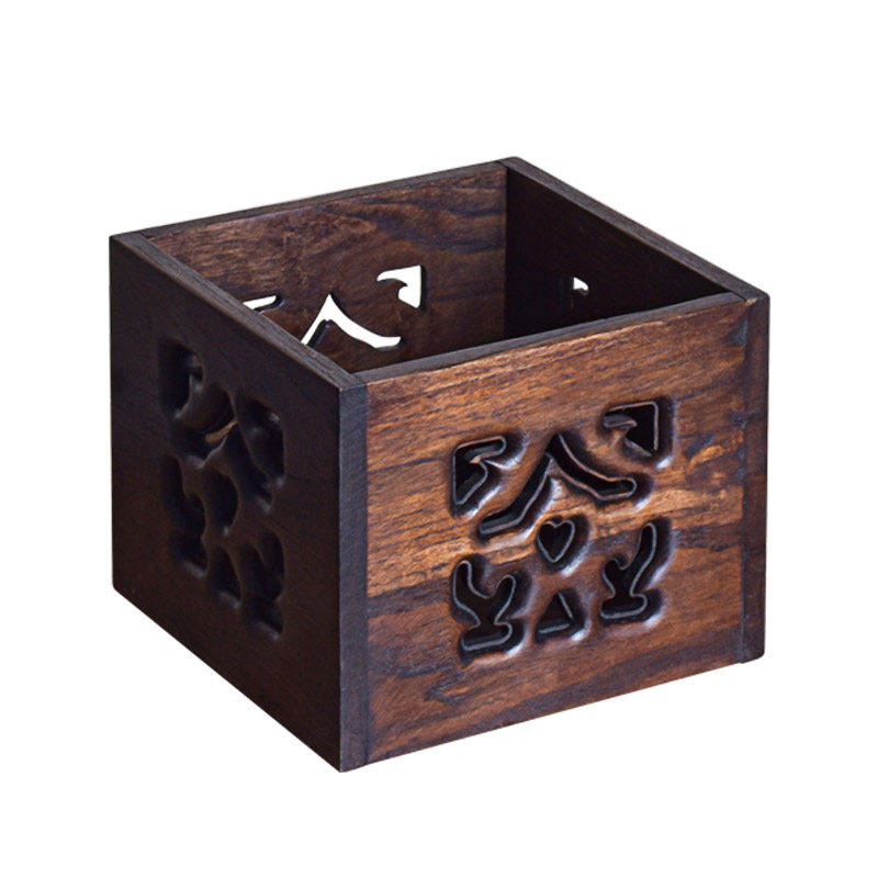 复古实木化妆g品收纳盒家用储物盒整理盒木质盒子桌面小垃圾桶无