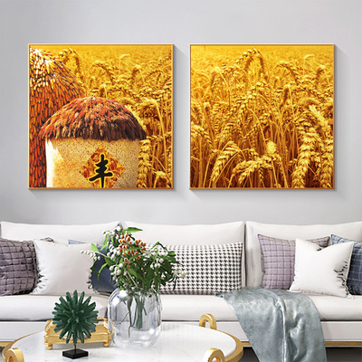 麦子丰收轻奢客厅装饰画餐厅挂y画厨房壁画沙发背景墙饭厅 粮仓画