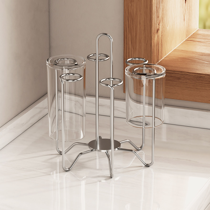 304不锈钢桌面沥m水杯架倒挂高颜值厨房收纳架置物架茶杯架子家用