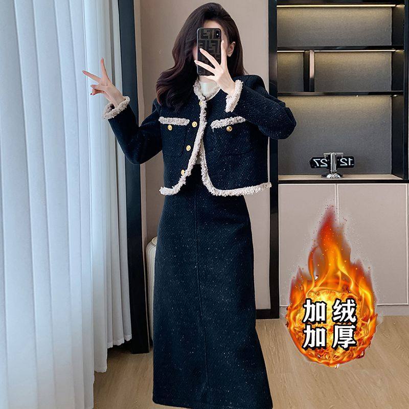 2024秋冬新款加绒加厚毛毛高级感小香风套装新款亮片高腰两件套女,女装/女士精品,时尚套装,淘宝优惠券,粉丝福利购,淘宝优惠卷