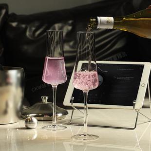 轻奢香槟杯家用玻璃高脚杯高级感甜酒白葡萄酒杯一对敬酒杯子 CKW