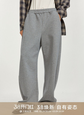 【纯棉】GOLDEN BARRY25冬休闲百搭极简气质加绒镰刀裤卫裤552025