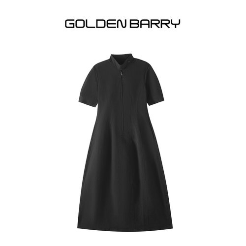 GOLDEN BARRY金和百瑞夏季分割设计气质收腰显瘦汉麻连衣裙301224
