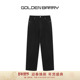 GOLDEN BARRY25秋冬基础简约百搭舒适磨毛黑色直筒牛仔裤 503191
