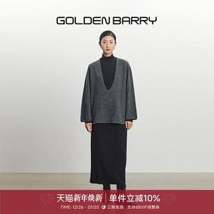GOLDEN 深V领慵懒绵羊毛套头毛衣241213 BARRY金和百瑞2025年冬季