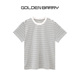 短袖 GOLDEN BARRY26早春休闲日常黑白条纹圆领修身 T恤上衣201026