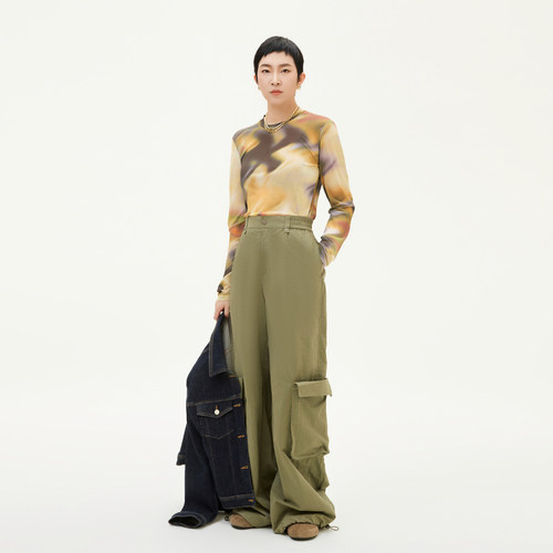 流金漫咖晕染风打底衫长袖T恤女