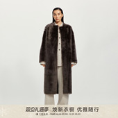 皮毛一体151034 GOLDEN 羊毛羊皮 BARRY25冬高奢感简约圆领长款