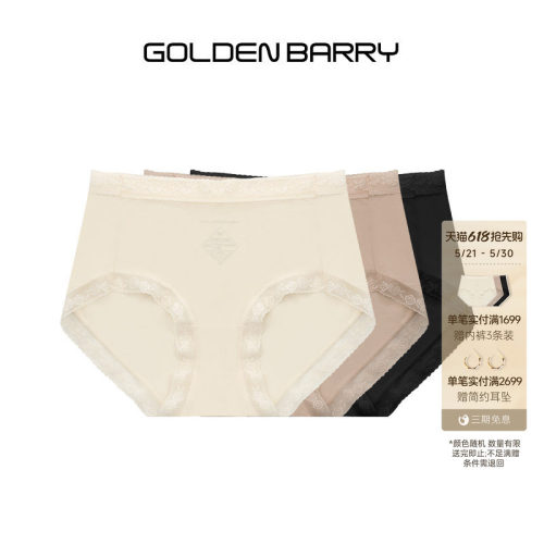 GOLDEN BARRY金和百瑞25秋玫瑰花边丝滑舒适内裤3条装女534010
